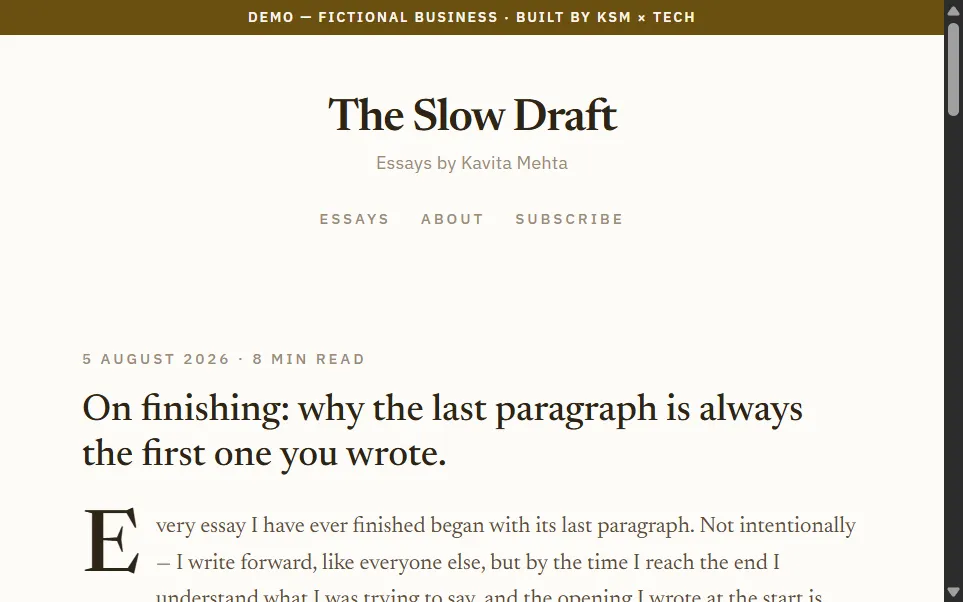 The Slow Draft blog demo site