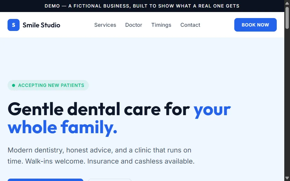 Smile Studio dental demo site