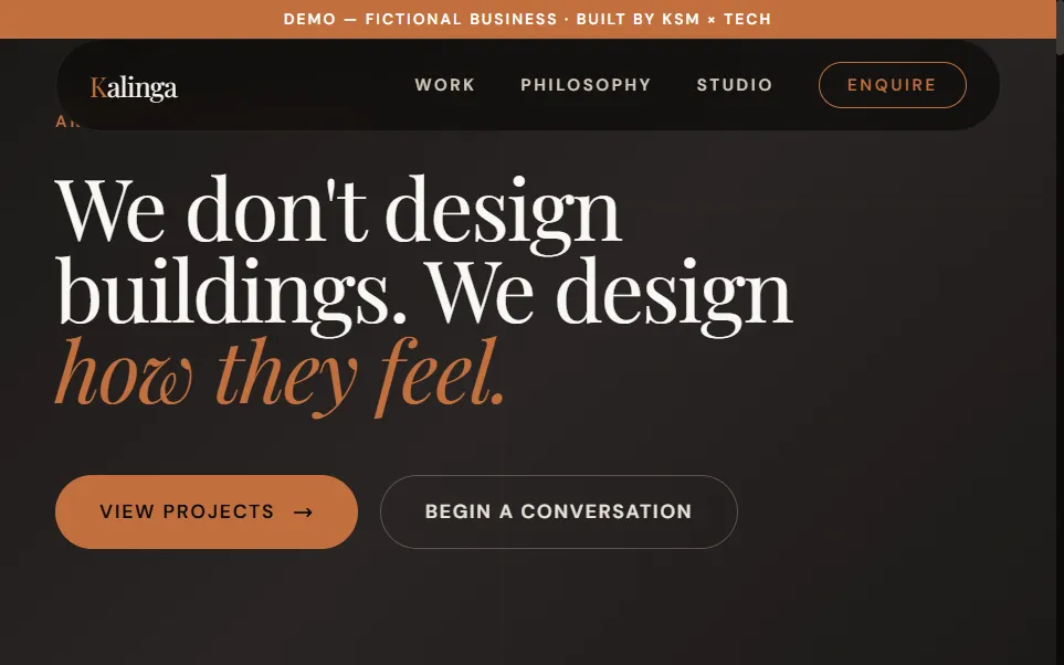 Kalinga Architects signature demo site